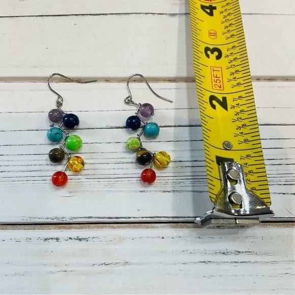 New Multi Color Stylish & Creative Stone Ball Bead Decor Dangle Drop Earrings - Picture 7 of 8
